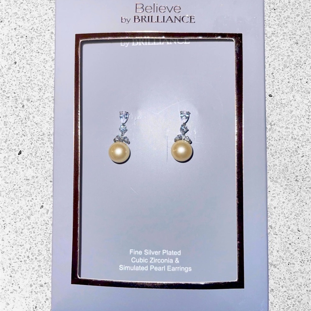 Believe by BRILLIANCE Cubic Zirconia & Simulated Pearl Earrings